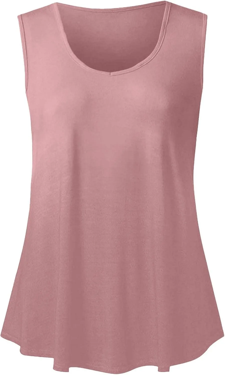2025 Summer Sleeveless Top for Women Loose Fit Crewnek Tank Tops Solid Color Casual Basic Swing Tunics Tee Shirt