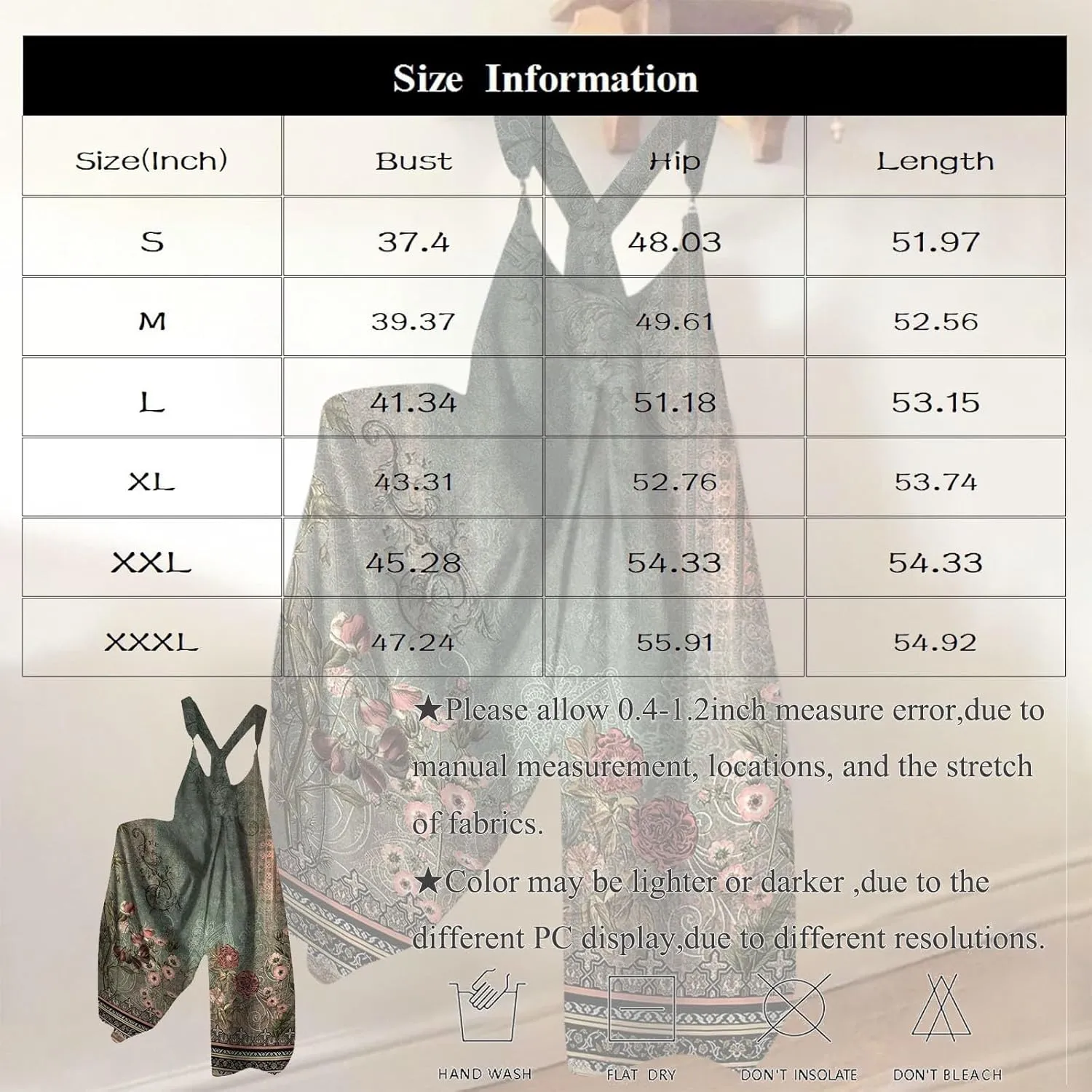 2025 Womens Summer Fashion Wide Leg Overalls,Cotton Baggy Jumpsuits Boho Floral Printed Loose Fit Rompers Harem Pants