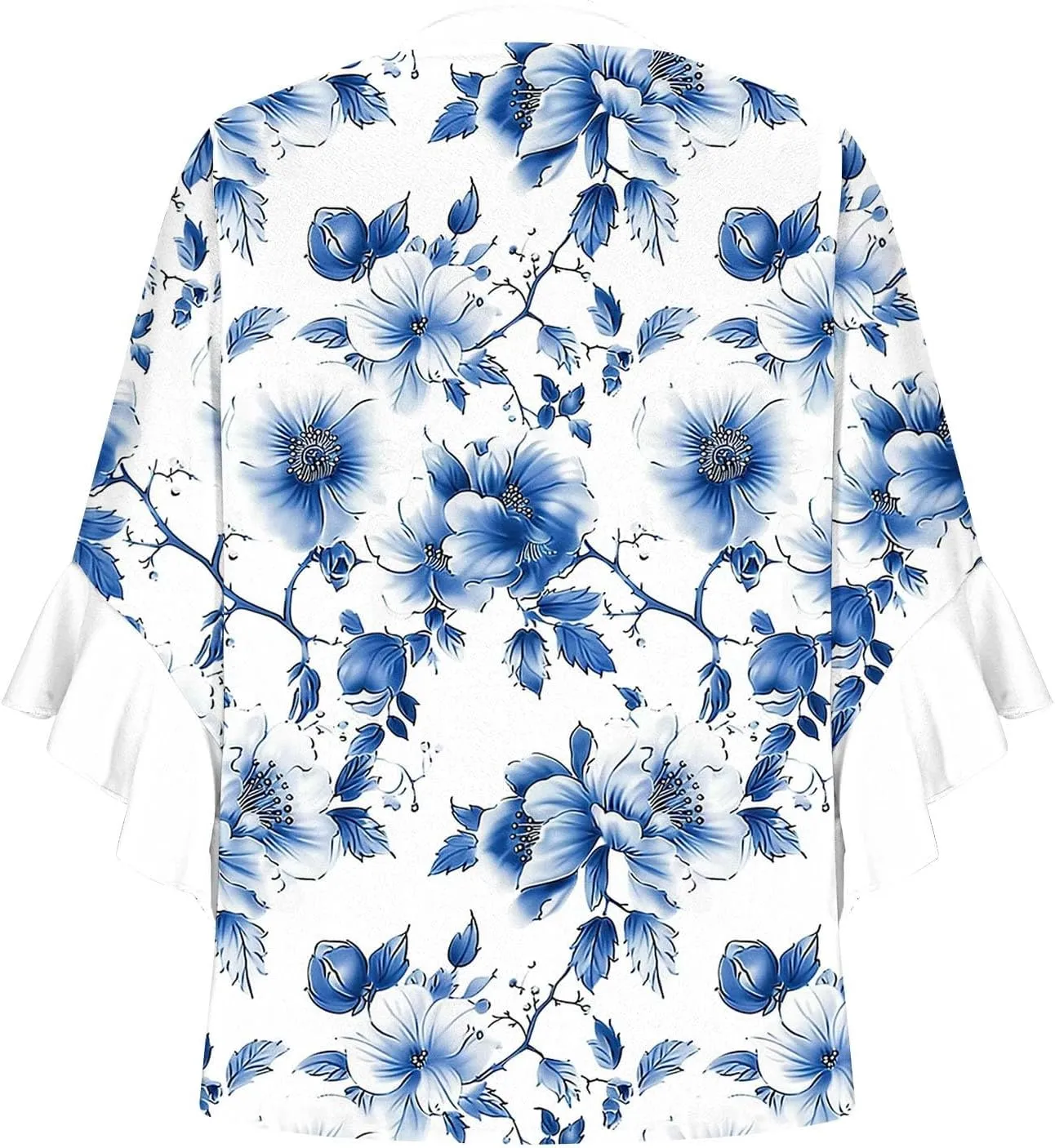 3/4 Length Sleeve Womens Tops Casual V Neck Button Down Shirts Floral Print Flowy Boho Tops 2025 Summer Blouses