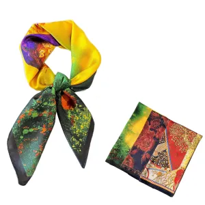 3Pcs Satin Silk Feeling 27.5”Large Square Scarf Hair Wrap for Sleeping Head Night Wrapping Neck Scarves Silk Accessories Breathable Digital Printed Totem Floral with Gift Packed