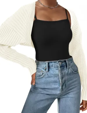 AURUZA Cropped Cardigan Shrugs for Women Bolero Open Front Crop Sweater Long Sleeve Cardigan Fall Outfits Knit Tops Clothes
