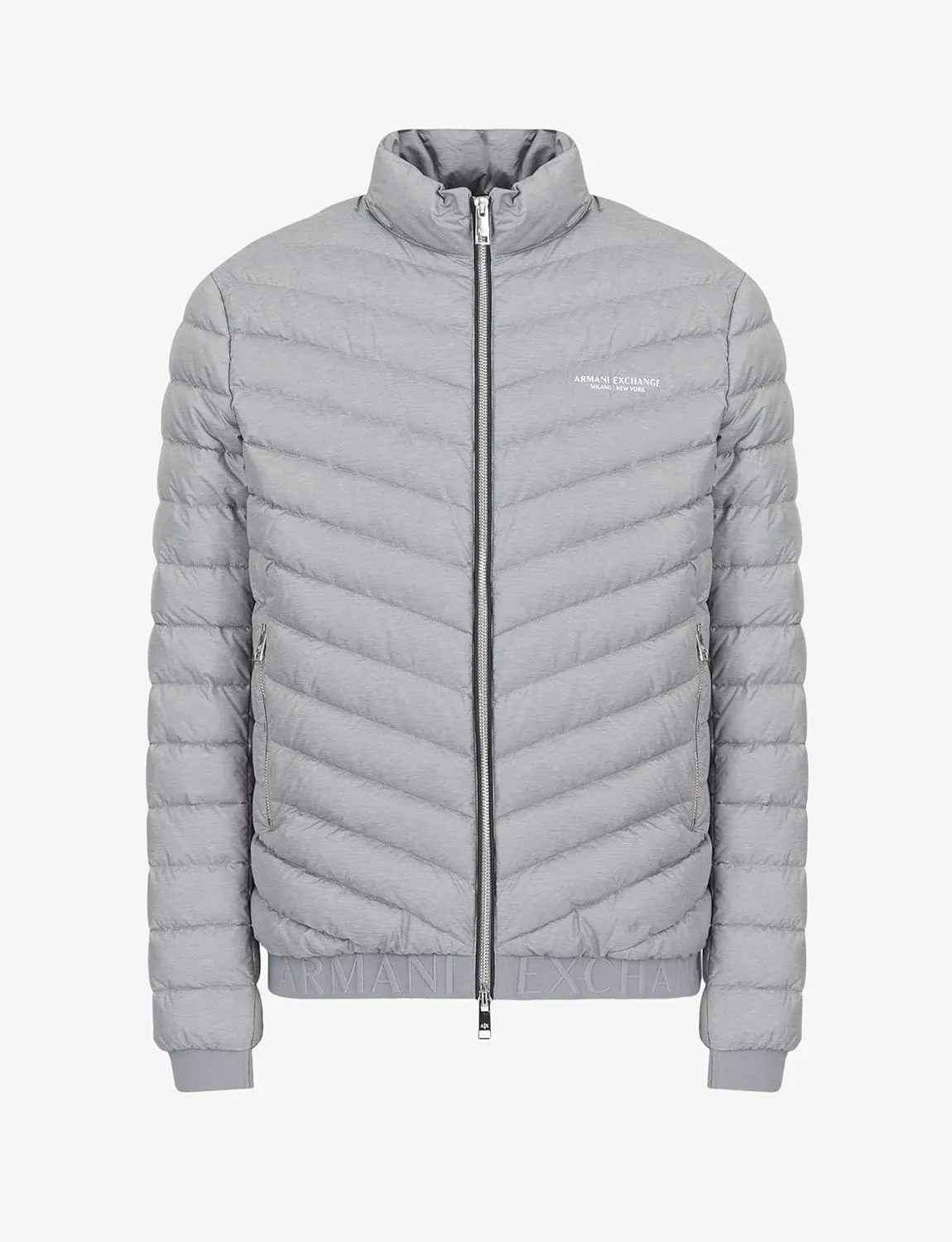 A｜X ARMANI EXCHANGE Men's Quilted Down Milano/New York Logo Zip-up Jacket