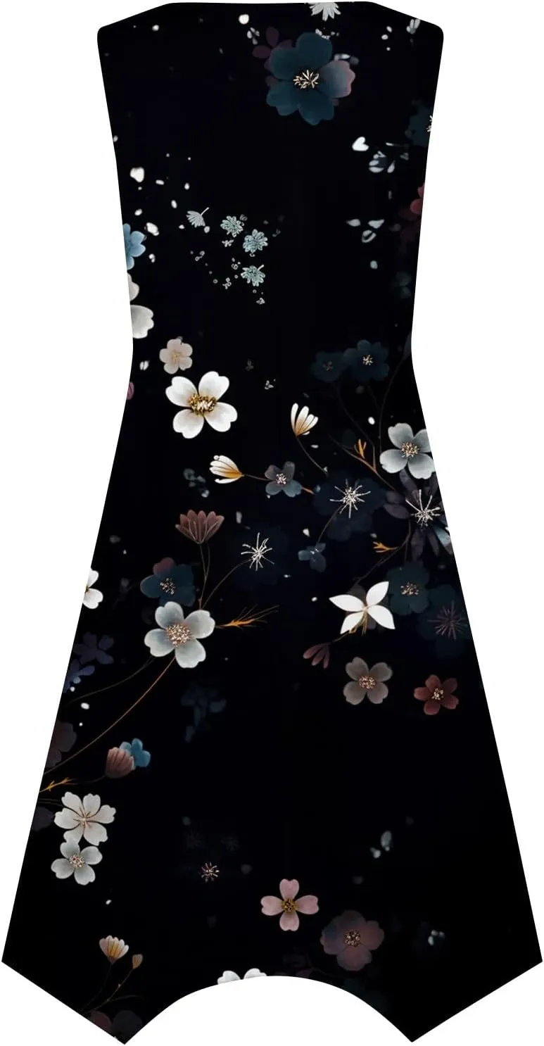 Azeralia Spring Dresses for Women 2024 Sleeveless Midi Dress Womens Sundress Women's Casual Dresses Casual Dresses for Women
