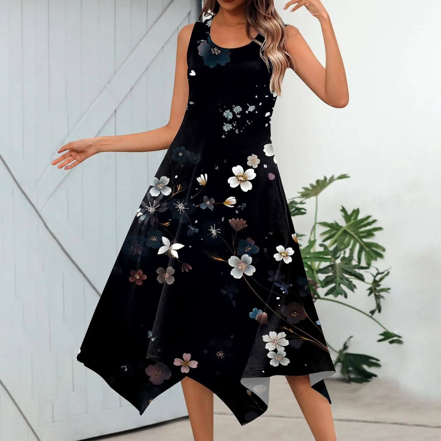 Azeralia Spring Dresses for Women 2024 Sleeveless Midi Dress Womens Sundress Women's Casual Dresses Casual Dresses for Women