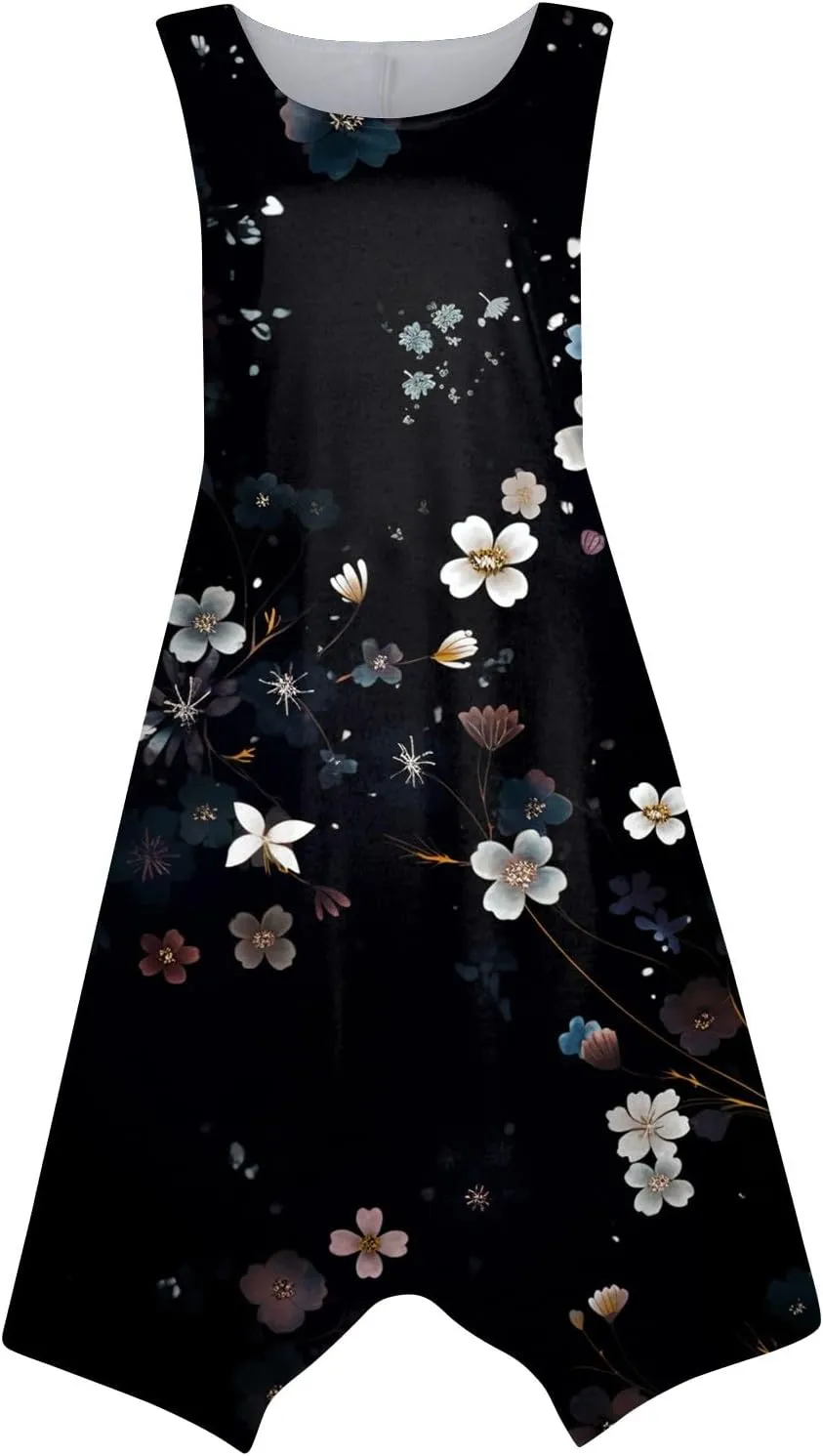 Azeralia Spring Dresses for Women 2024 Sleeveless Midi Dress Womens Sundress Women's Casual Dresses Casual Dresses for Women
