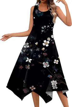 Azeralia Spring Dresses for Women 2024 Sleeveless Midi Dress Womens Sundress Women's Casual Dresses Casual Dresses for Women