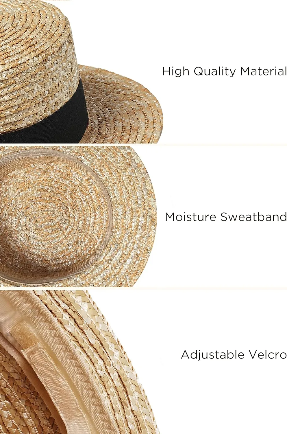 BABYOND Mens Brim Boater Hat Gatsby Straw Panama Hat Fedora Summer Beach Sun Hat 20s Costume Accessories
