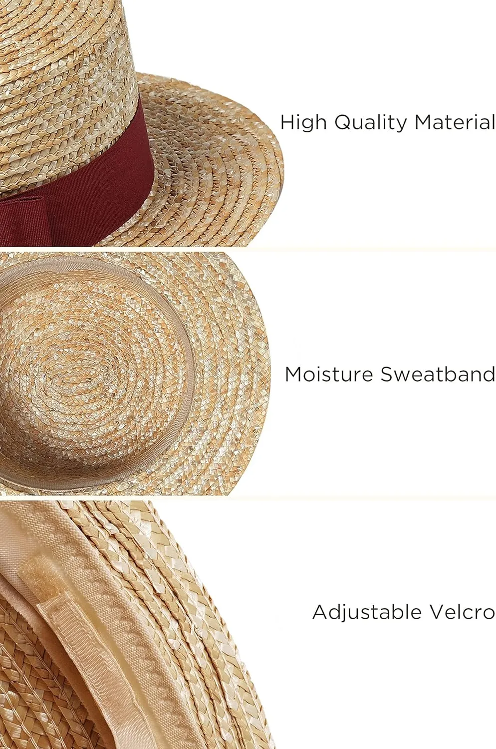 BABYOND Mens Brim Boater Hat Gatsby Straw Panama Hat Fedora Summer Beach Sun Hat 20s Costume Accessories