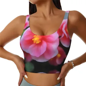 Begonia in Bloom Women's Sexy Sports Vest Sleeveless Athletic Gym T-Shirts Vest U-Shaped Back Quick Dry Top