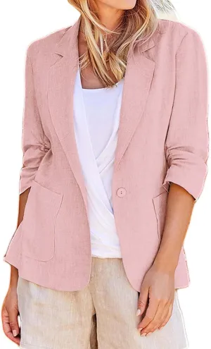 Blazers for Women Business Casual,Women'S Open Front Blazer Jacket 3/4 Sleeve Lightweight Work Office Jacket Coats