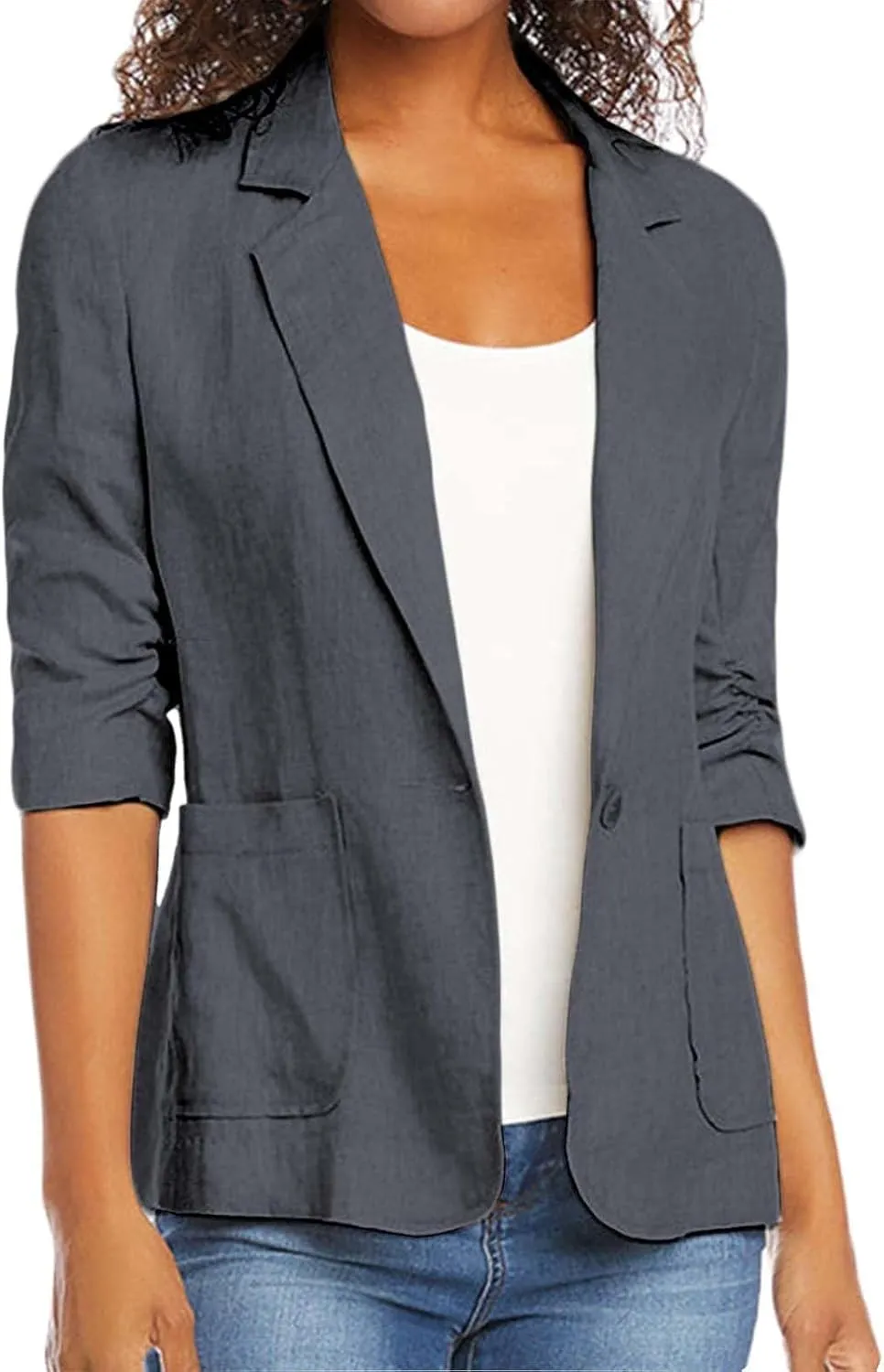 Blazers for Women Business Casual,Women'S Open Front Blazer Jacket 3/4 Sleeve Lightweight Work Office Jacket Coats