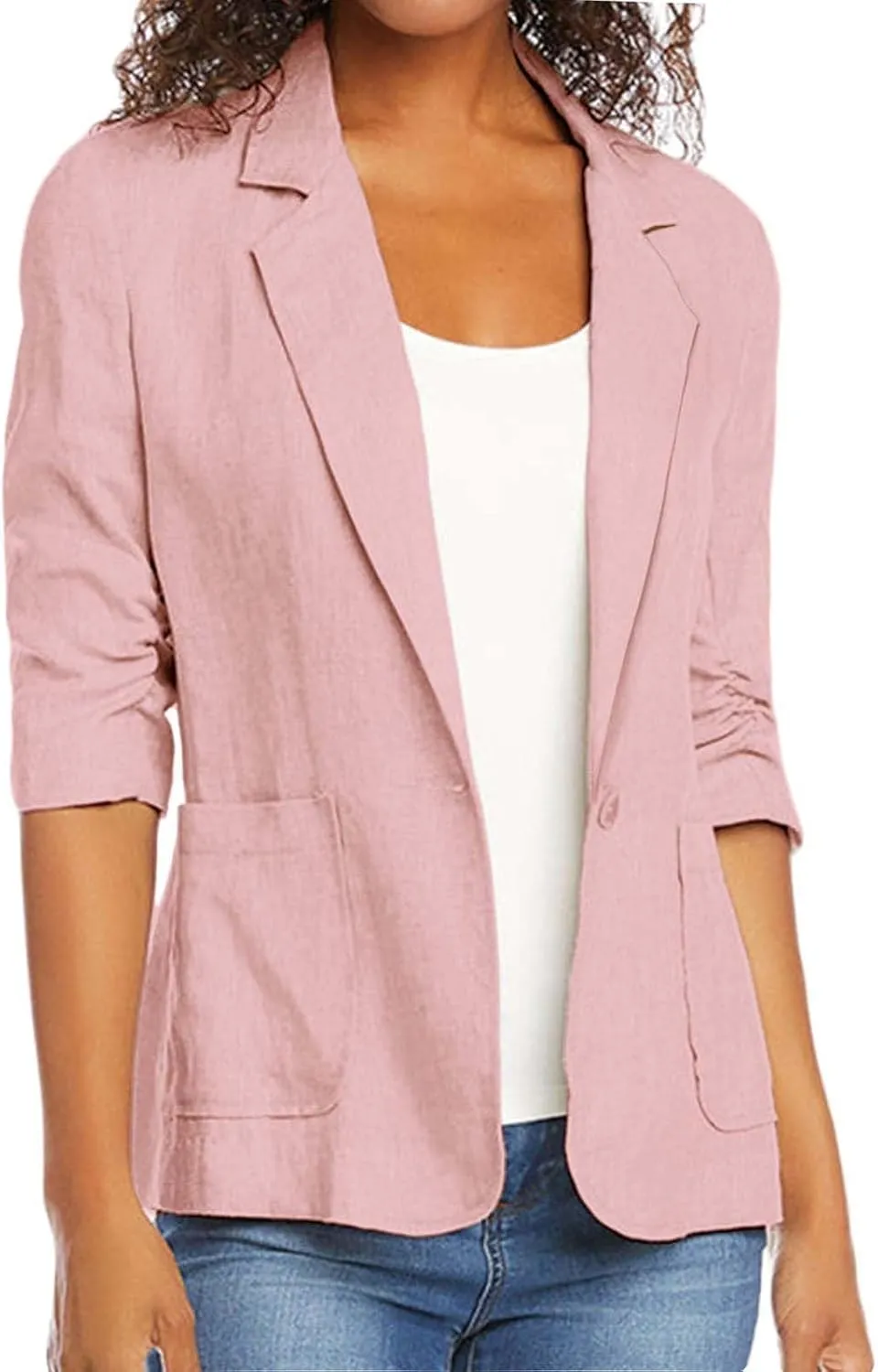 Blazers for Women Business Casual,Women'S Open Front Blazer Jacket 3/4 Sleeve Lightweight Work Office Jacket Coats