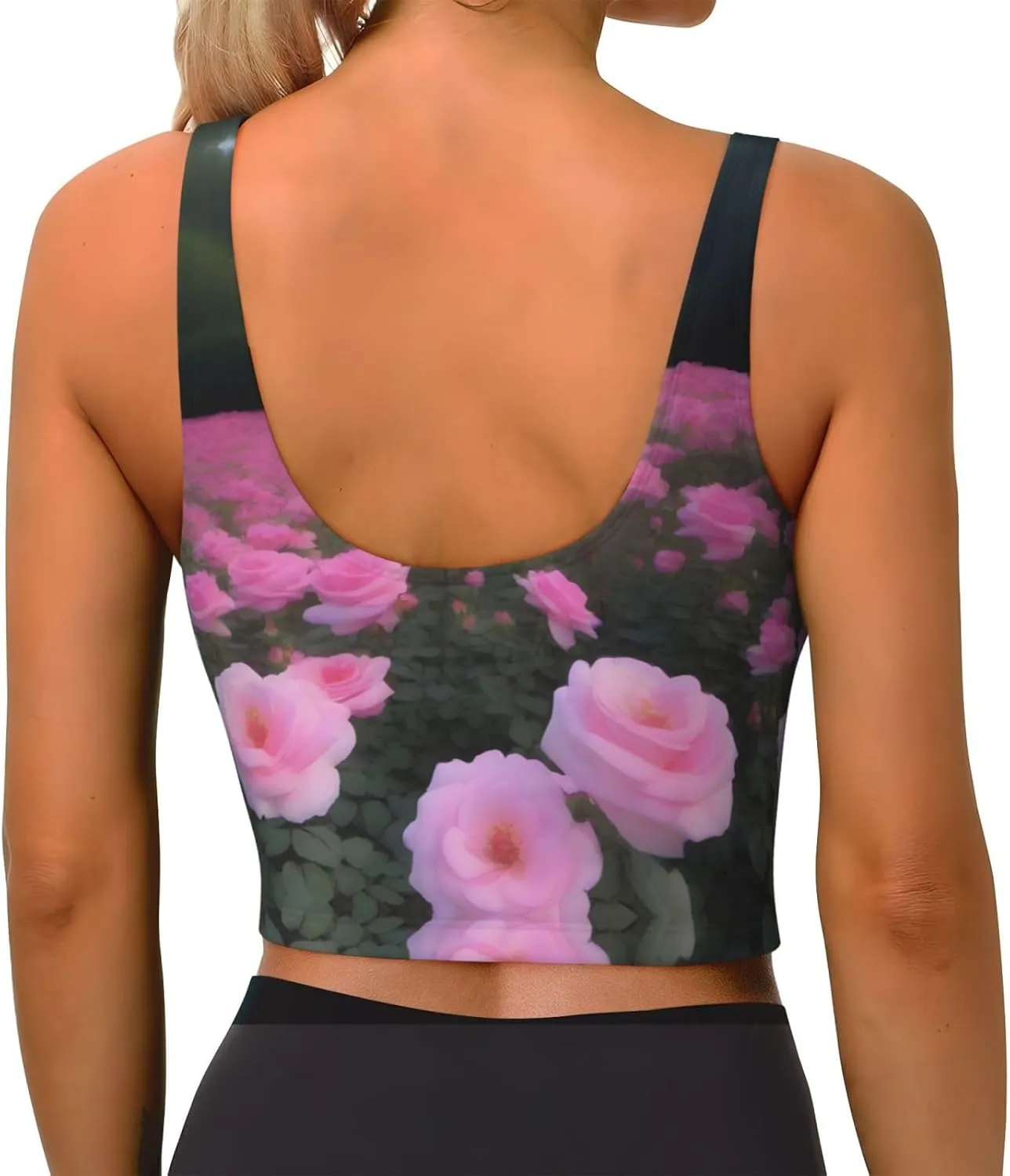 Blooming Moonflower Women's Sexy Sports Vest Sleeveless Athletic Gym T-Shirts Vest U-Shaped Back Quick Dry Top