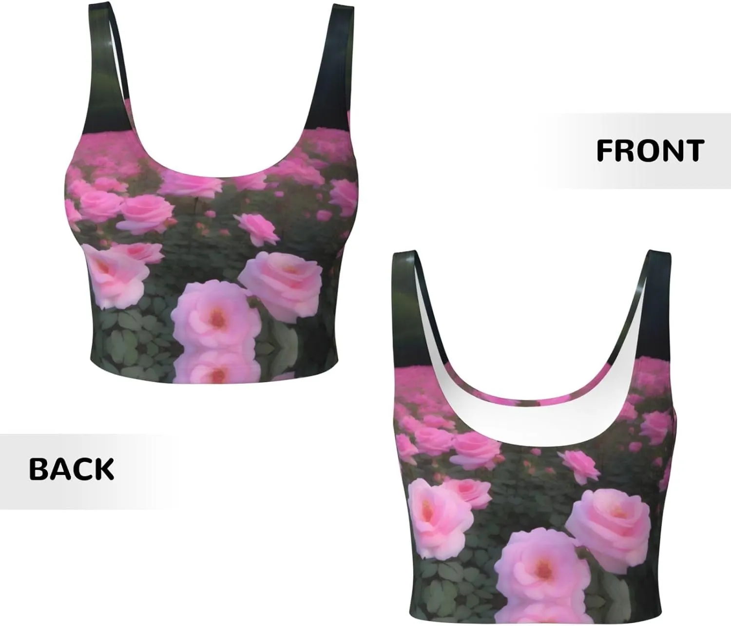 Blooming Moonflower Women's Sexy Sports Vest Sleeveless Athletic Gym T-Shirts Vest U-Shaped Back Quick Dry Top