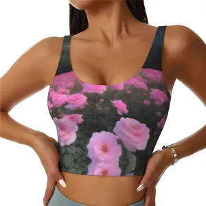 Blooming Moonflower Women's Sexy Sports Vest Sleeveless Athletic Gym T-Shirts Vest U-Shaped Back Quick Dry Top