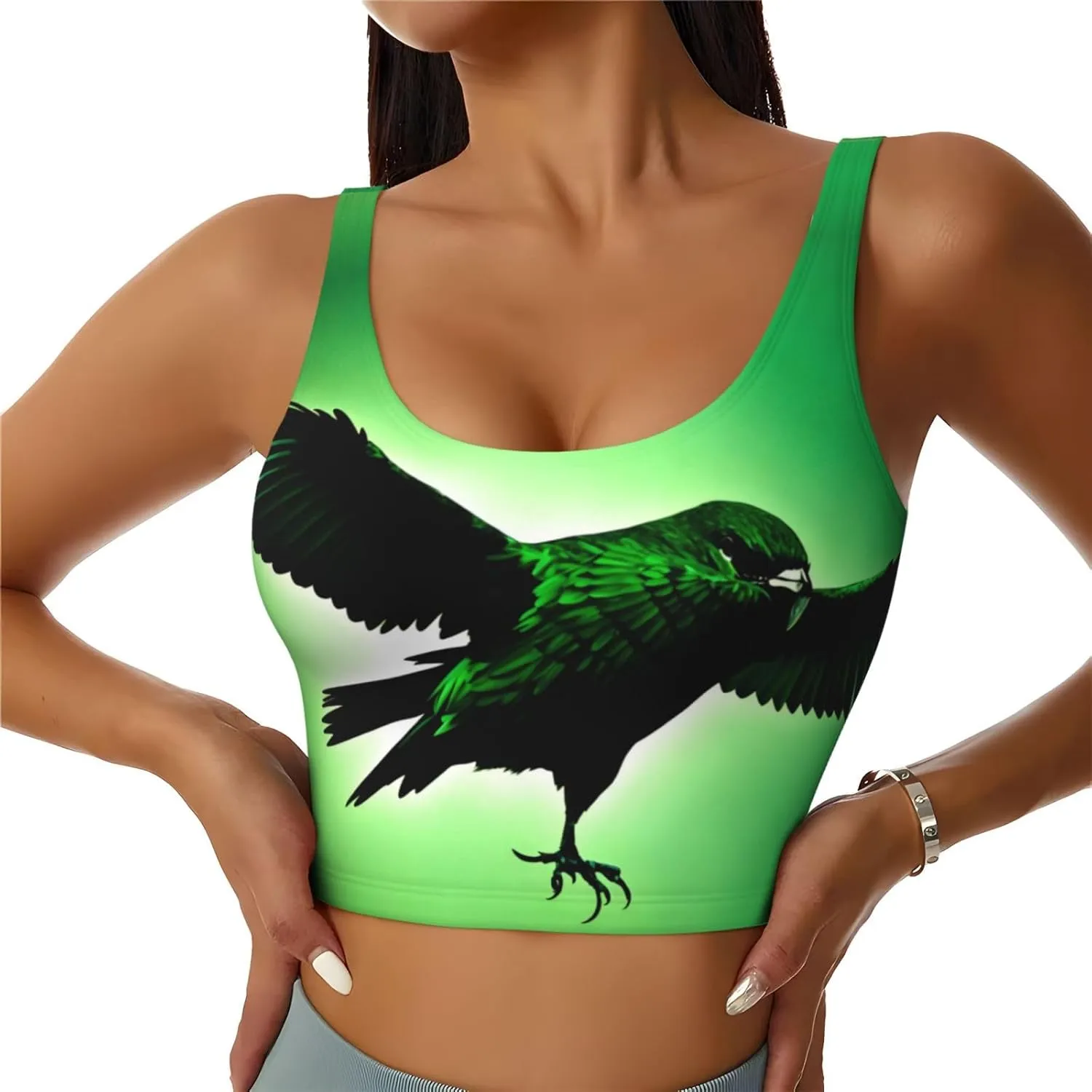Bluebird Spreading Wings Women's Sexy Sports Vest Sleeveless Athletic Gym T-Shirts Vest U-Shaped Back Quick Dry Top