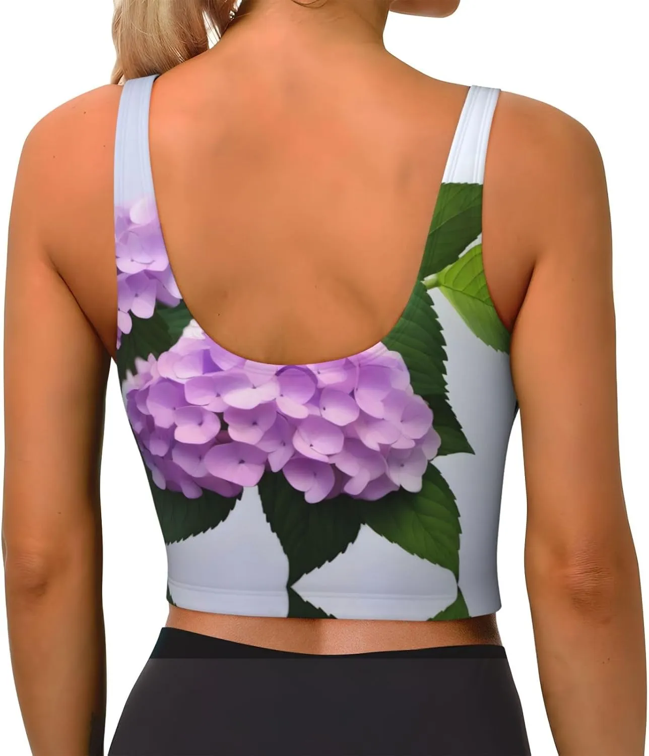 Branched Hydrangea Women's Sexy Sports Vest Sleeveless Athletic Gym T-Shirts Vest U-Shaped Back Quick Dry Top