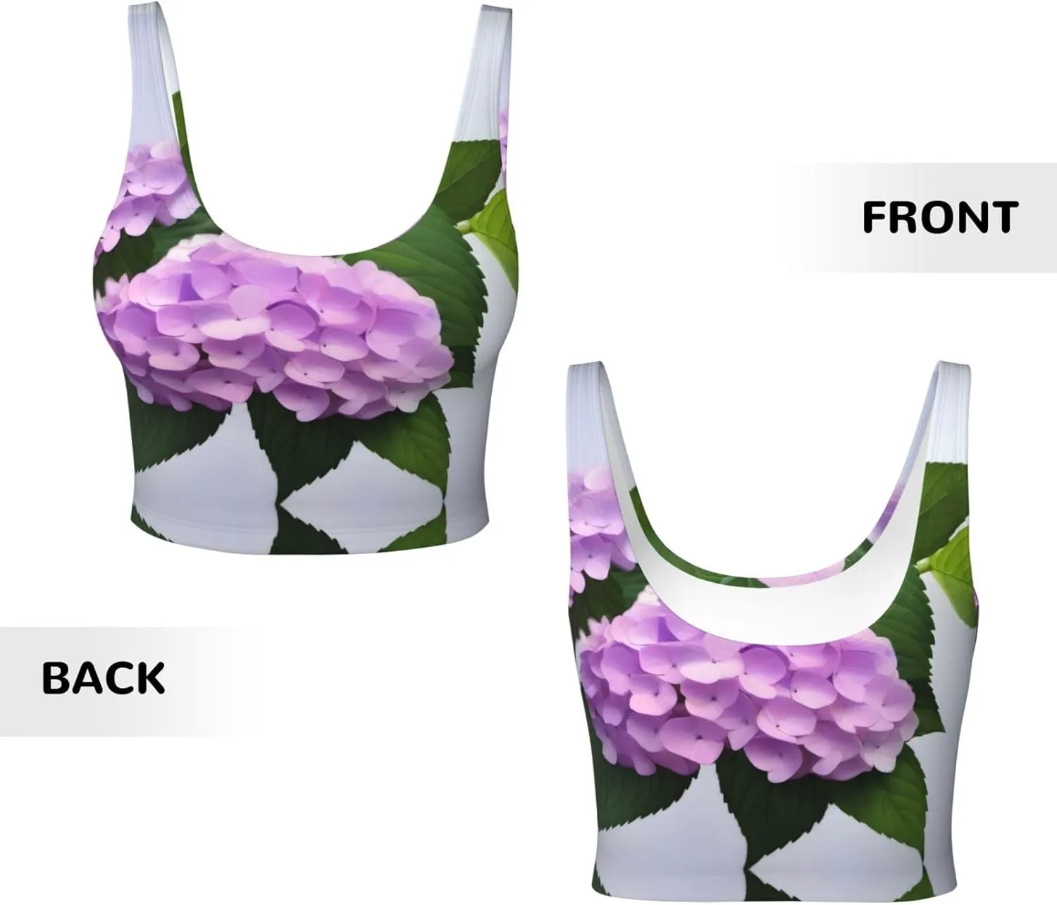 Branched Hydrangea Women's Sexy Sports Vest Sleeveless Athletic Gym T-Shirts Vest U-Shaped Back Quick Dry Top