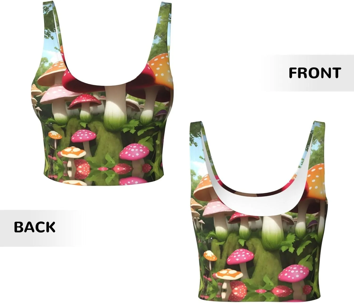 Brightly Colored Mushrooms Women's Sexy Sports Vest Sleeveless Athletic Gym T-Shirts Vest U-Shaped Back Quick Dry Top