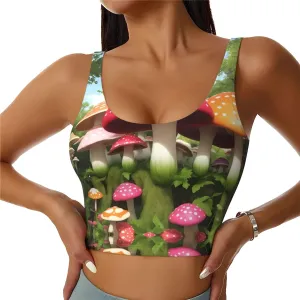 Brightly Colored Mushrooms Women's Sexy Sports Vest Sleeveless Athletic Gym T-Shirts Vest U-Shaped Back Quick Dry Top