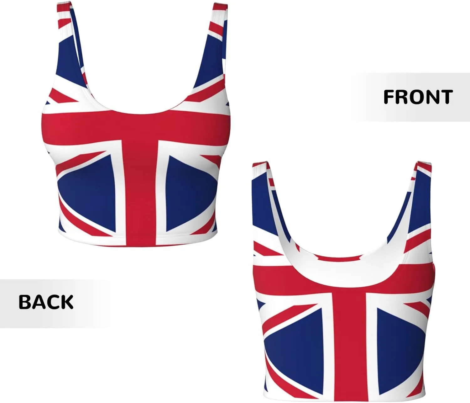 British Flag Women's Sexy Sports Vest Sleeveless Athletic Gym T-Shirts Vest U-Shaped Back Quick Dry Top