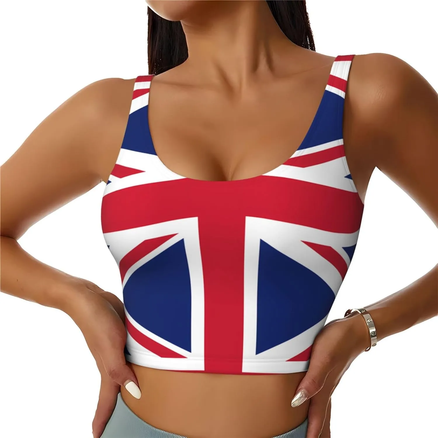 British Flag Women's Sexy Sports Vest Sleeveless Athletic Gym T-Shirts Vest U-Shaped Back Quick Dry Top