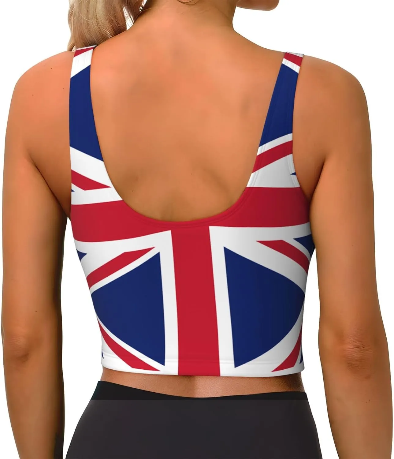 British Flag Women's Sexy Sports Vest Sleeveless Athletic Gym T-Shirts Vest U-Shaped Back Quick Dry Top