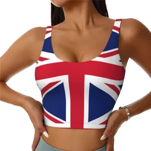 British Flag Women's Sexy Sports Vest Sleeveless Athletic Gym T-Shirts Vest U-Shaped Back Quick Dry Top