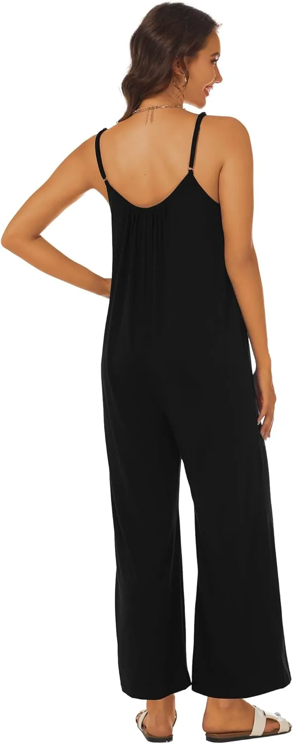 Buauty Womens Summer Jumpsuits Casual Sleeveless Jumpers Loose Rompers Adjustable Strap Boho Jumpsuit Dressy 2025 Clothes