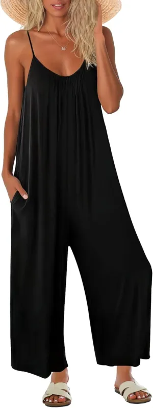 Buauty Womens Summer Jumpsuits Casual Sleeveless Jumpers Loose Rompers Adjustable Strap Boho Jumpsuit Dressy 2025 Clothes