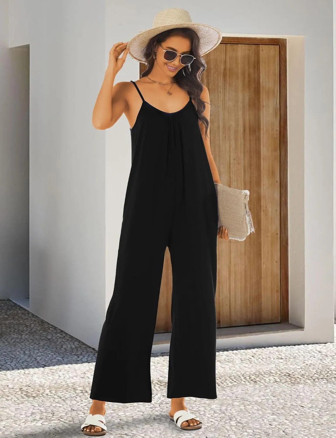 Buauty Womens Summer Jumpsuits Casual Sleeveless Jumpers Loose Rompers Adjustable Strap Boho Jumpsuit Dressy 2025 Clothes