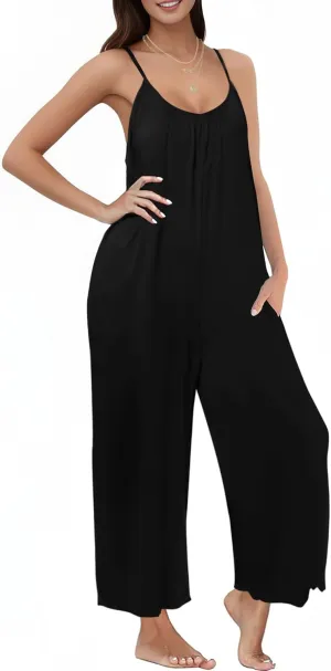 Buauty Womens Summer Jumpsuits Casual Sleeveless Jumpers Loose Rompers Adjustable Strap Boho Jumpsuit Dressy 2025 Clothes