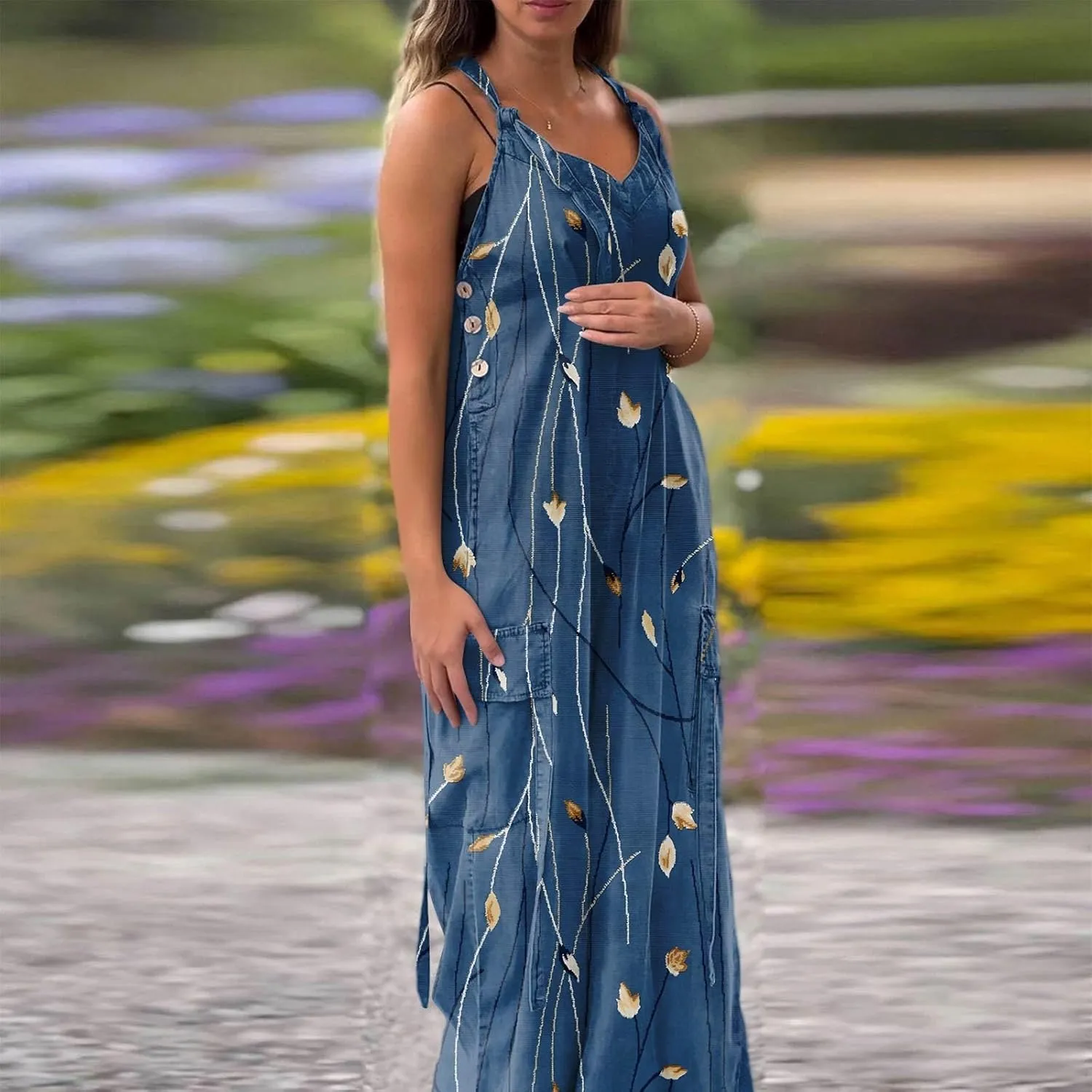 Cargo Jumpsuit for Woman Dressy Sleeveless Rompers Summer 2025 V Neck Overalls Adjustable Jumpsuit with Pocket