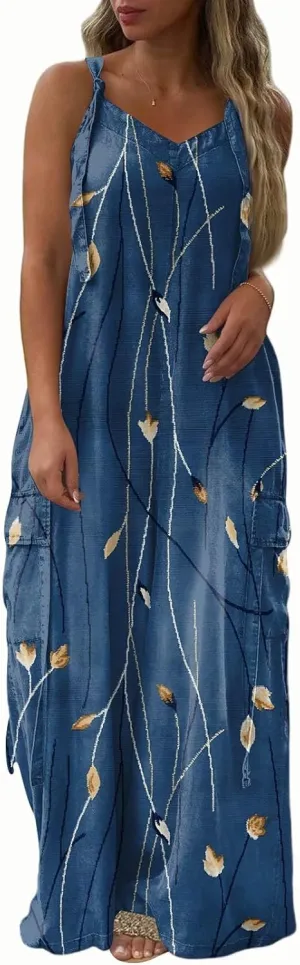 Cargo Jumpsuit for Woman Dressy Sleeveless Rompers Summer 2025 V Neck Overalls Adjustable Jumpsuit with Pocket