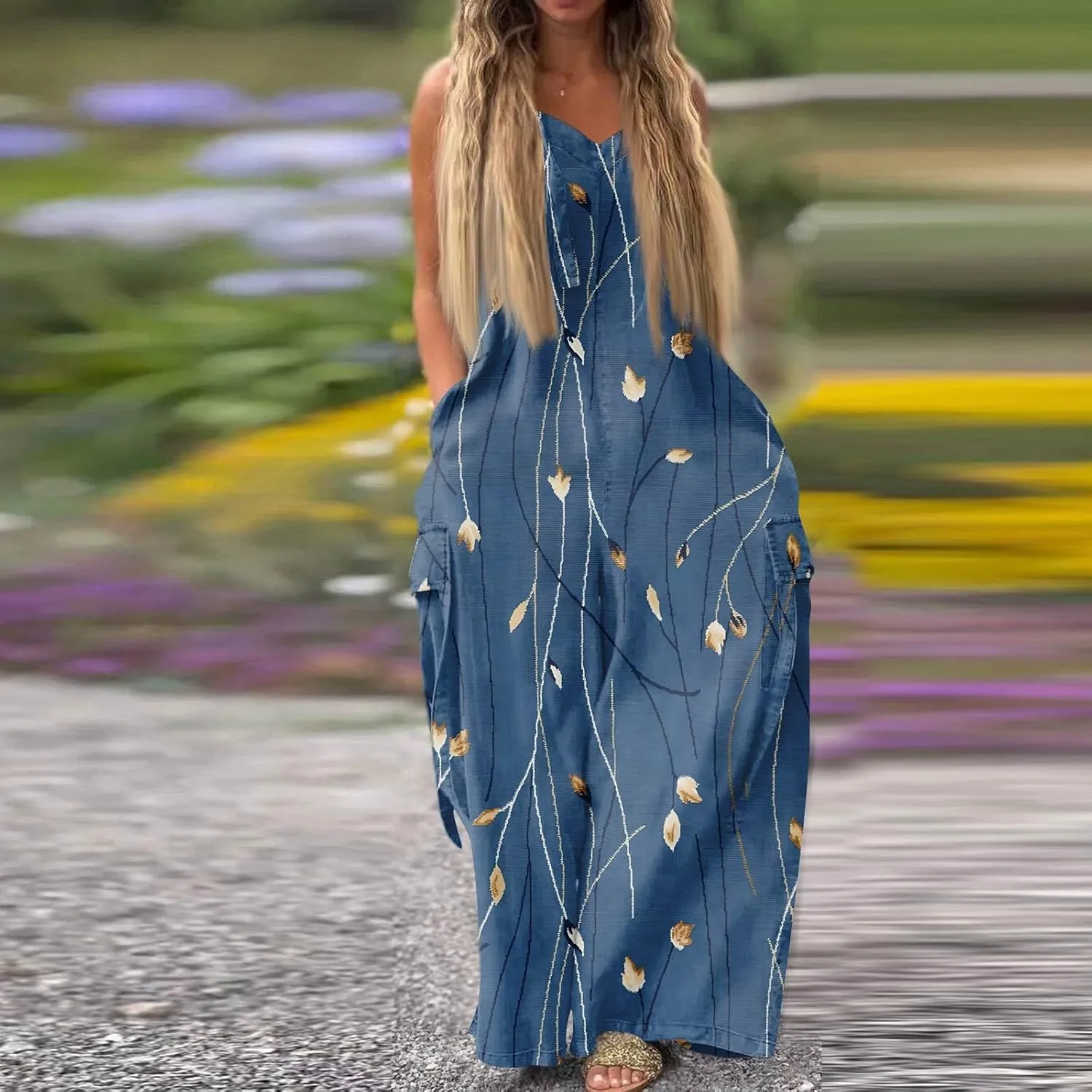 Cargo Jumpsuit for Woman Dressy Sleeveless Rompers Summer 2025 V Neck Overalls Adjustable Jumpsuit with Pocket