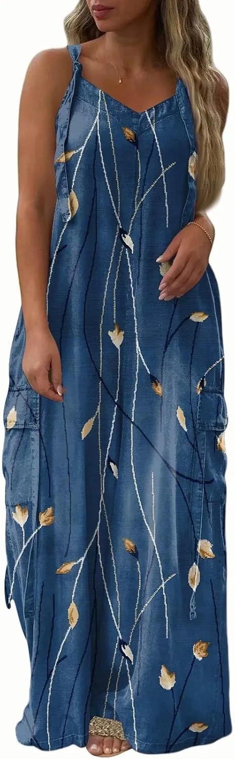Cargo Jumpsuit for Woman Dressy Sleeveless Rompers Summer 2025 V Neck Overalls Adjustable Jumpsuit with Pocket