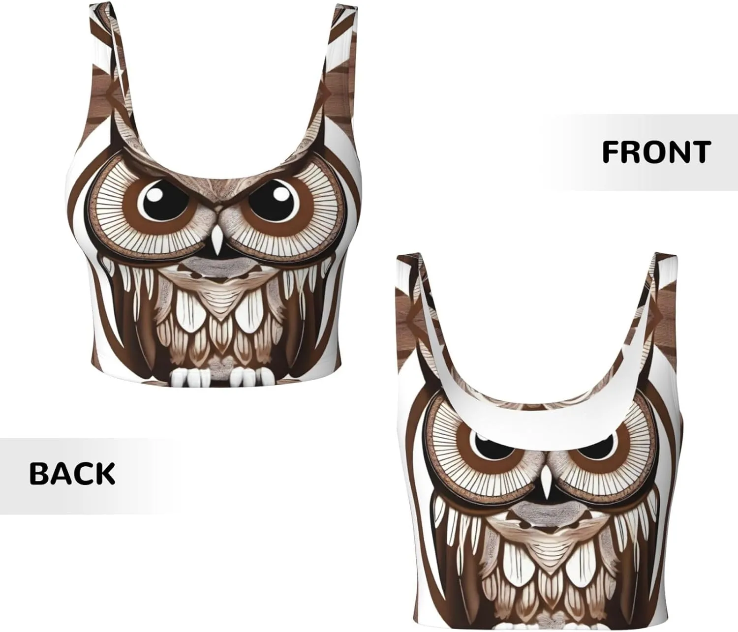 Cartoon Owl Women's Sexy Sports Vest Sleeveless Athletic Gym T-Shirts Vest U-Shaped Back Quick Dry Top