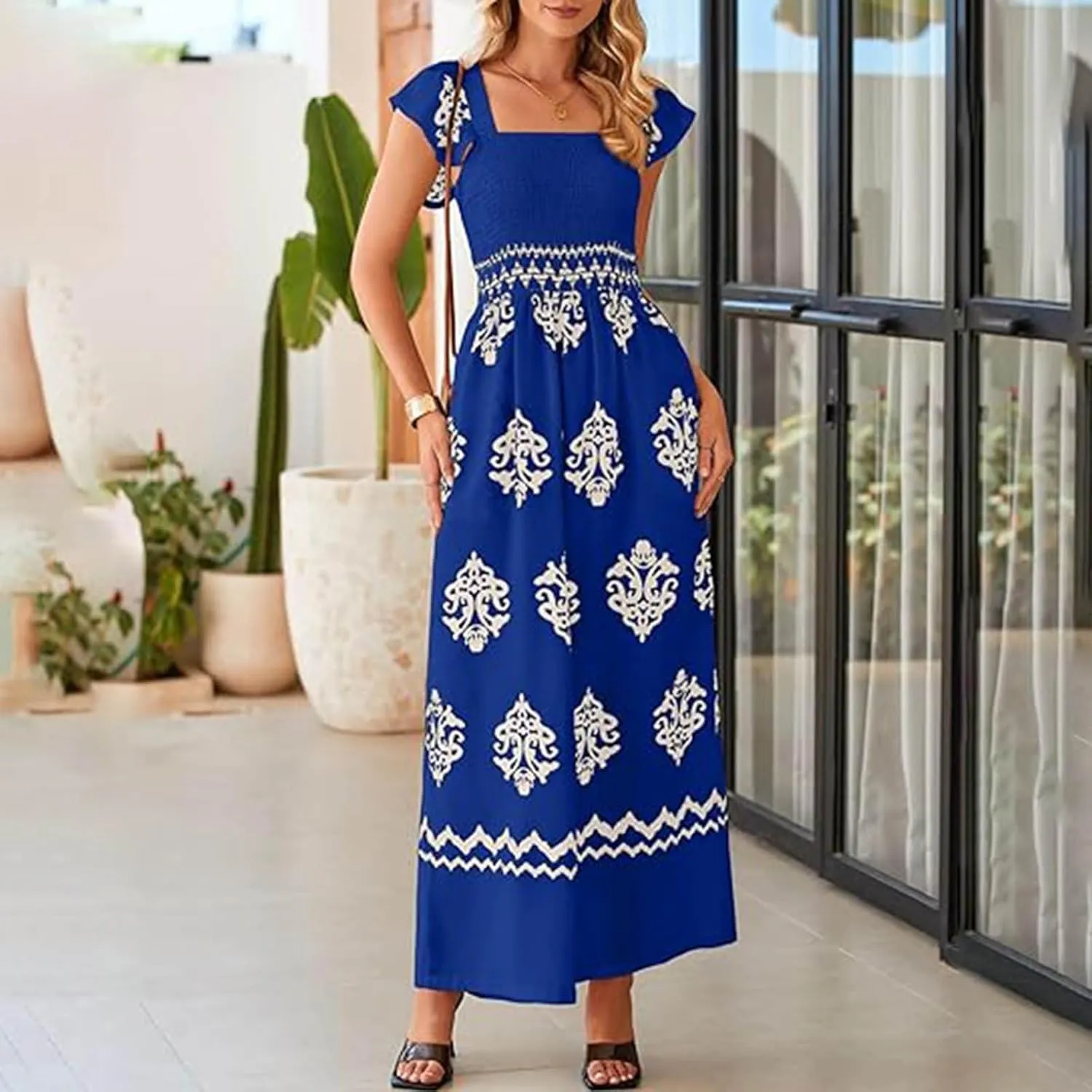 Casual Jumpsuits for Women 2025 Summer One Piece Sleeveless Print Wide Leg Rompers Beach Loose Overalls with Pockets
