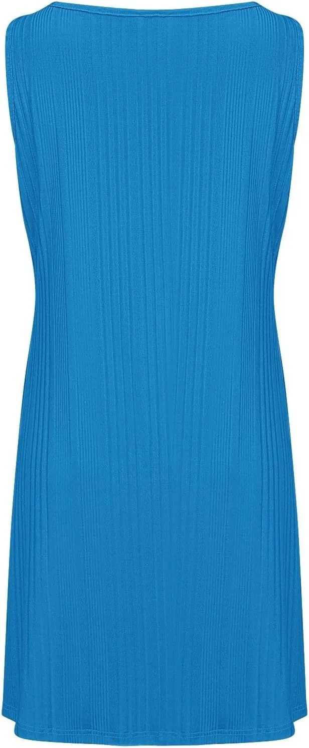 Casual Summer Dresses for Women 2025,Womens Summer Sleeveless Mini Dress Roundneck Loose Fit Tank A Line Beach Dress