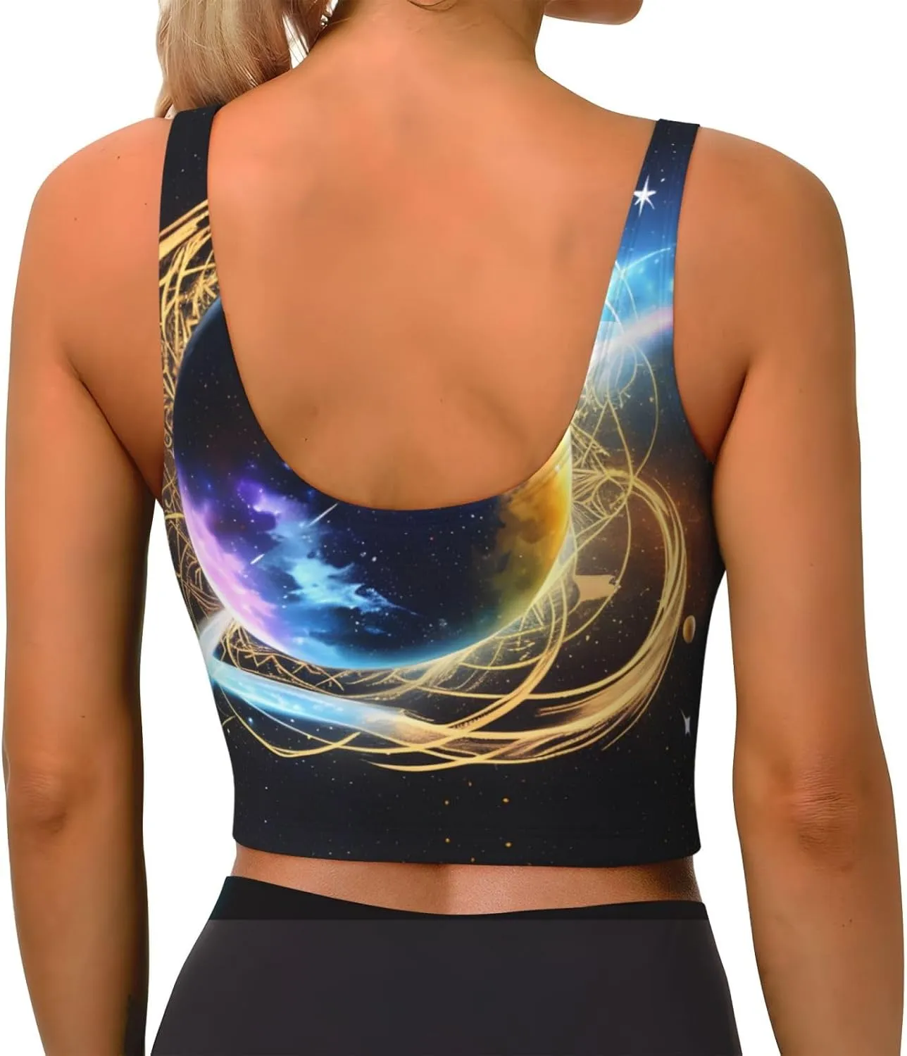 Celestial Star Women's Sexy Sports Vest Sleeveless Athletic Gym T-Shirts Vest U-Shaped Back Quick Dry Top