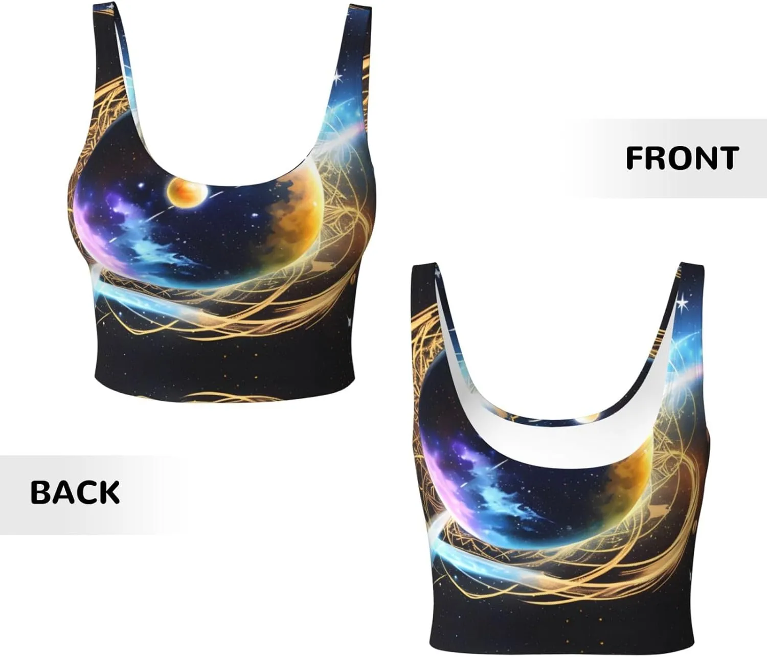 Celestial Star Women's Sexy Sports Vest Sleeveless Athletic Gym T-Shirts Vest U-Shaped Back Quick Dry Top