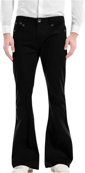 Chinos Pants Men Lightweight Soft Y2K Pants Baggy Solid Flare Pants Elastic Waist Casual Work Pants with Pockets