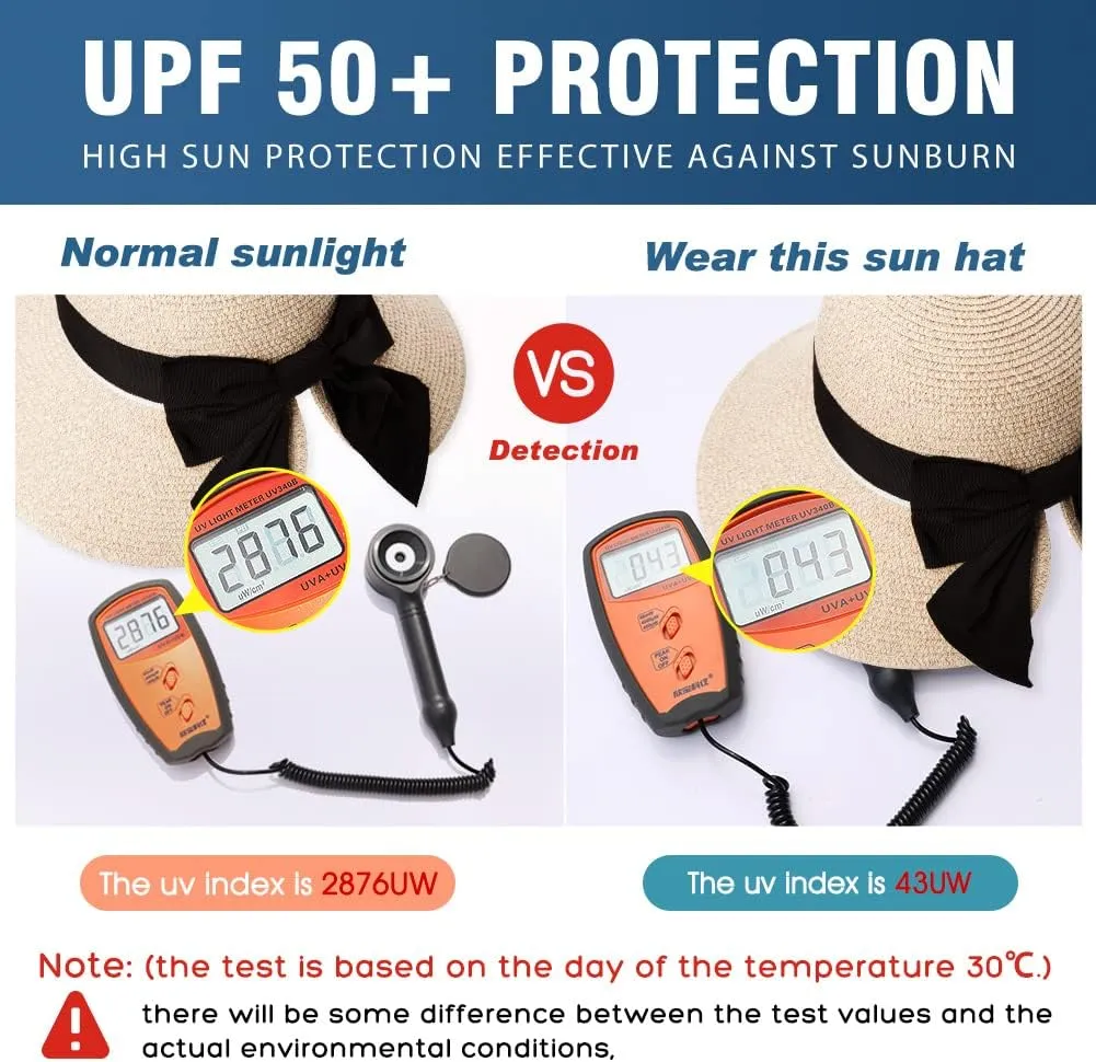 Comhats Sun Hat for Womens Floppy Summer Beach Straw Hats Accessories Wide Brim SPF 50 55-64CM