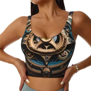 Cool Steampunk Gears Women's Sexy Sports Vest Sleeveless Athletic Gym T-Shirts Vest U-Shaped Back Quick Dry Top