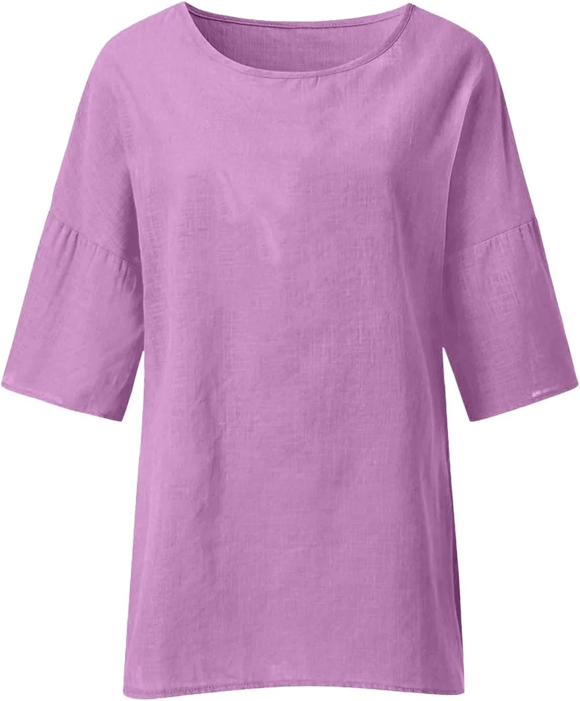 Cotton Linen Shirt for Women 2025 Vacation Summer Loose Fit Casual 3/4 Sleeve Tops Tshirt Cotton Blouse Basic Tees