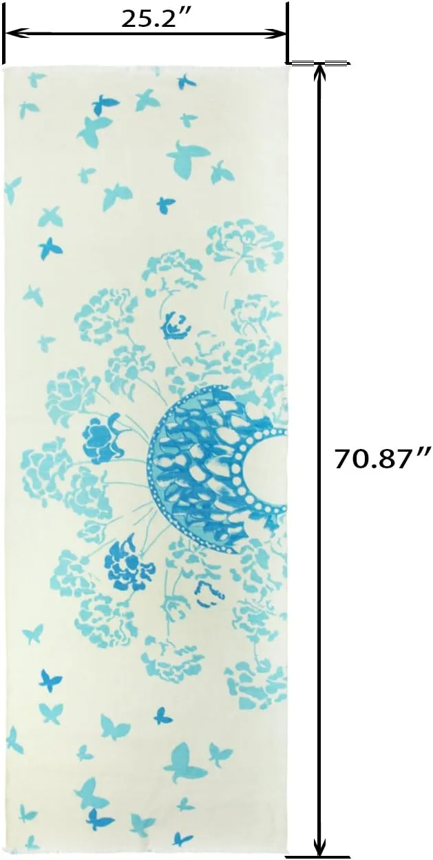 Dahlia Women's 100% wool Scarfs, Wraps, and Shawls, Ink Painting Flower Style