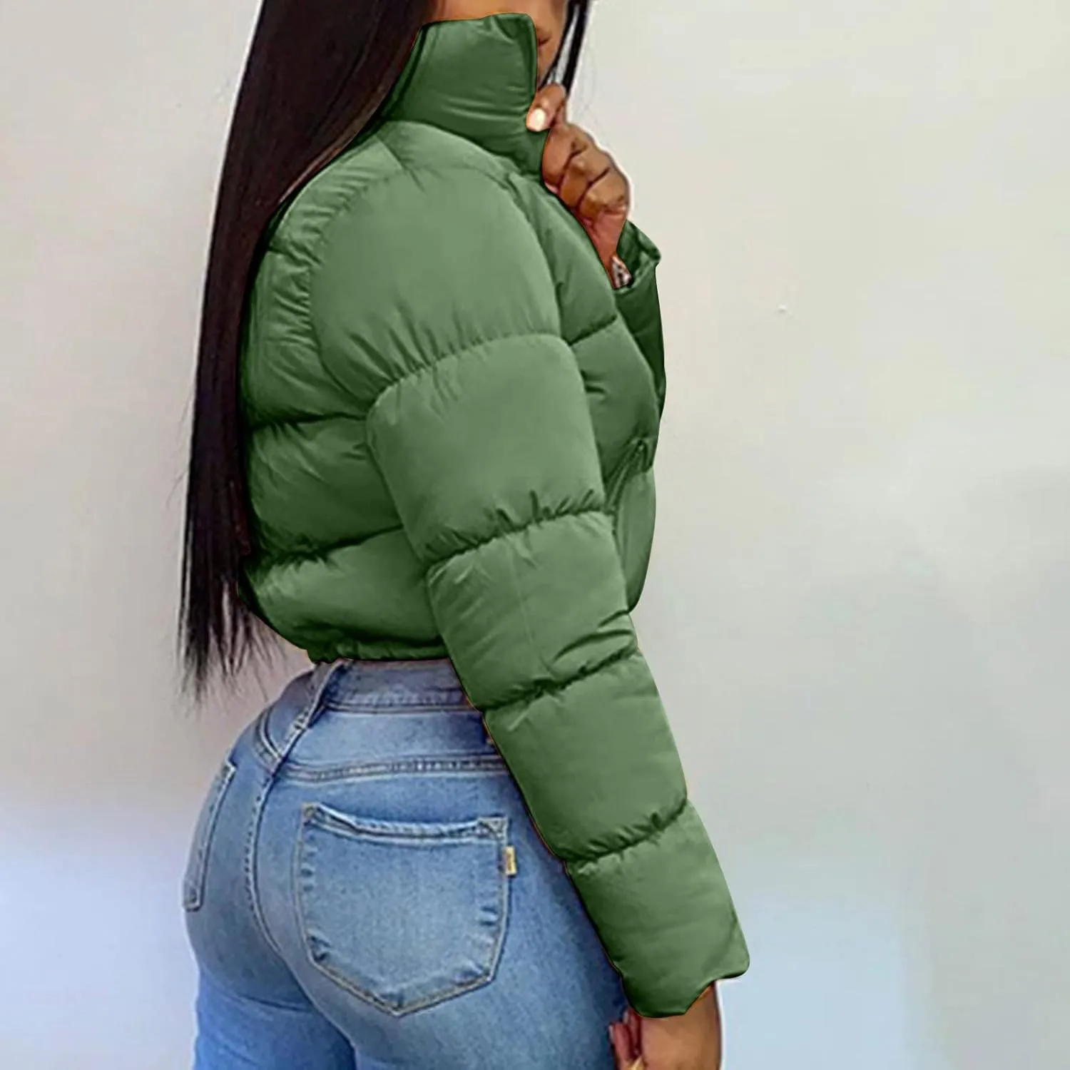 DASAYO Womens Zipper Short Puffer Jacket Bubble Puffy Quilted Down Coat Softest Winter Coat Fashion Water Repellent