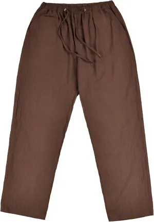 DGHM-JLMY Mens Lightweight Breathable Linen Trousers Casual Elastic Waist Beach Pants Solid Color Sports Pant with Pockets