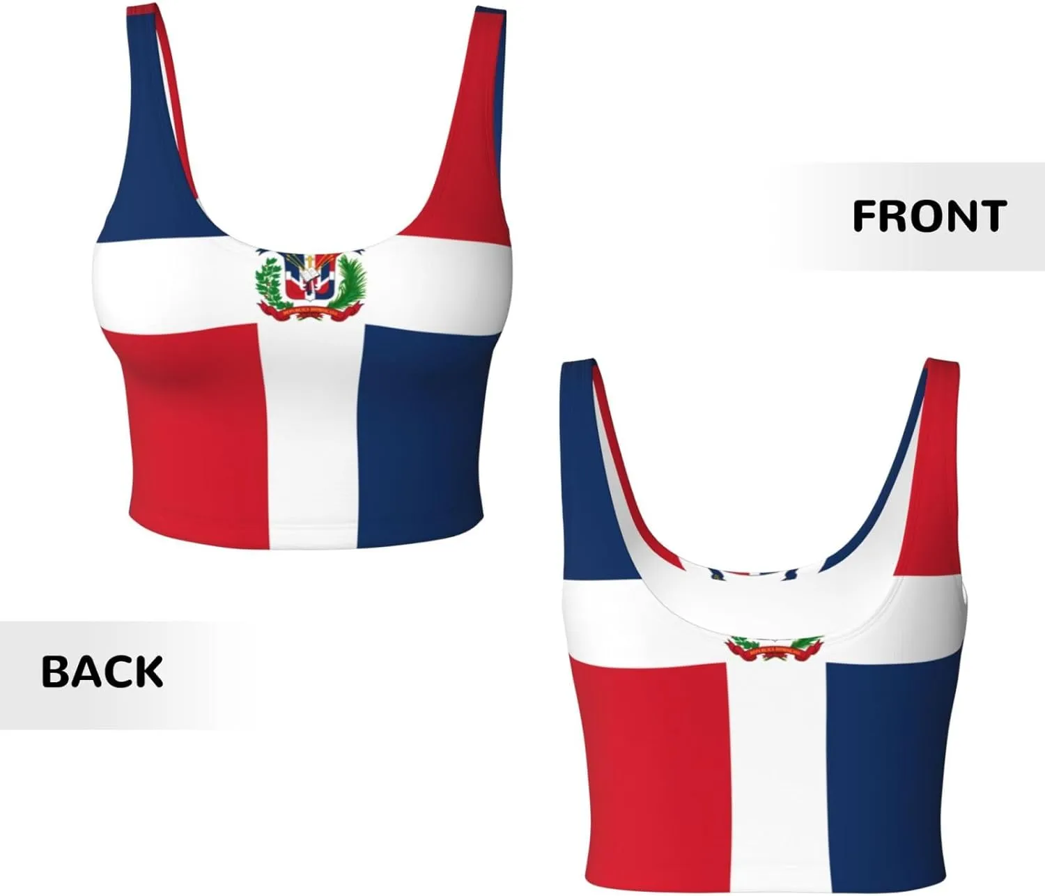 Dominican Republic Women's Sexy Sports Vest Sleeveless Athletic Gym T-Shirts Vest U-Shaped Back Quick Dry Top