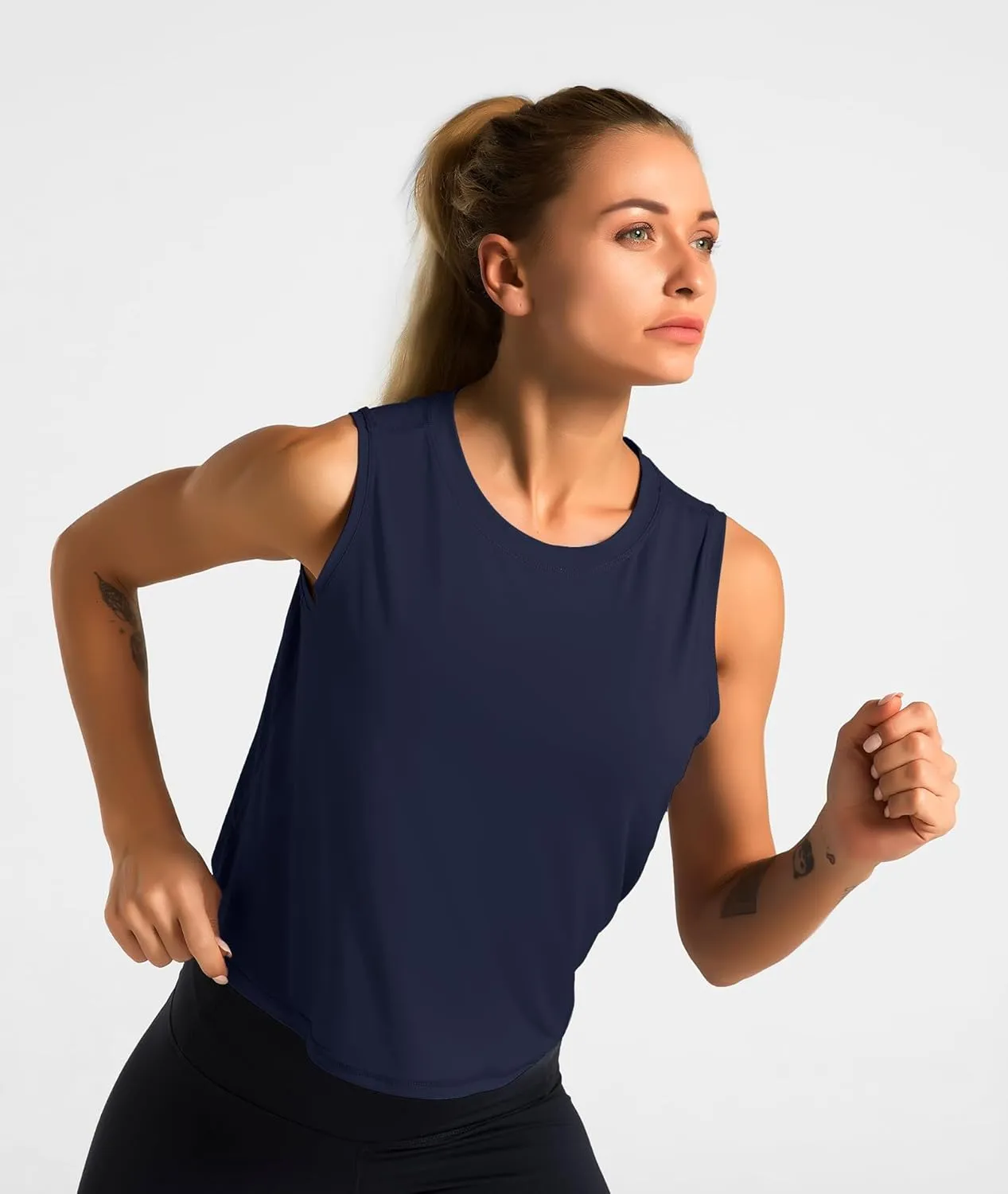 Dragon Fit Women Sleeveless Yoga Tops Workout Cool T-Shirt Running Short Tank Crop Tops